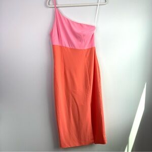 Petal + Pup Elegant Pink and Orange One-Shoulder Dress Size 2